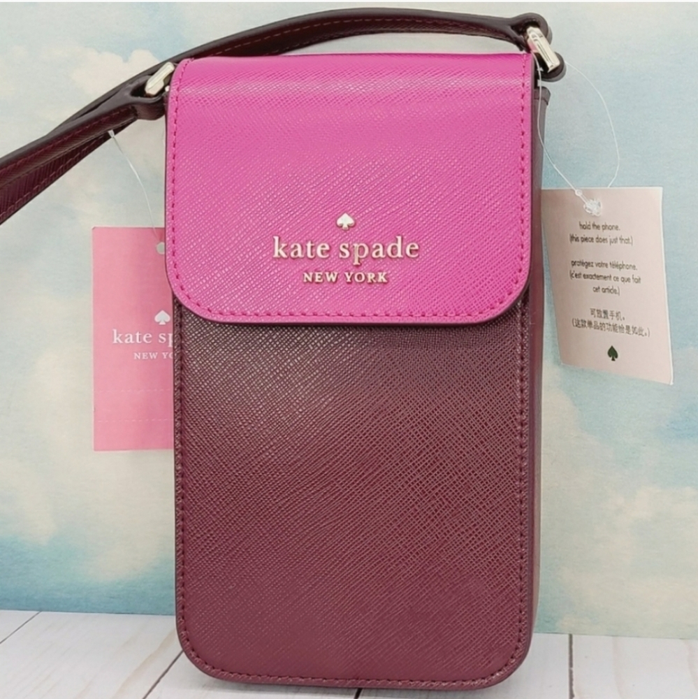 kate spade New York Pink and Burgundy Crossbody Phone Bag
